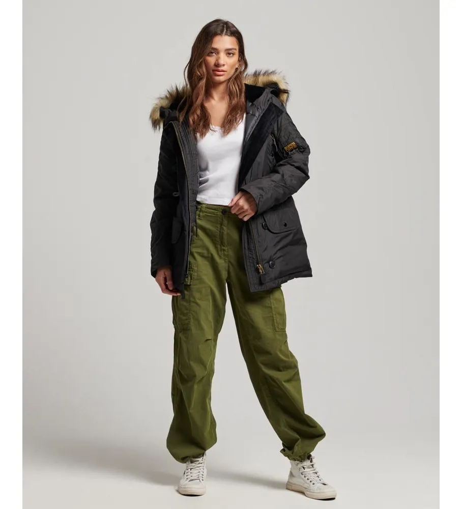 Parka Militar Con Capucha negro
