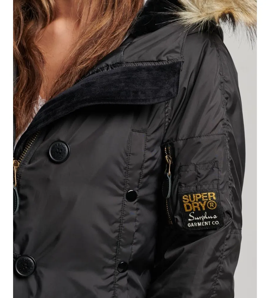 Parka Militar Con Capucha negro