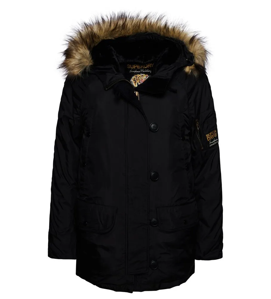 Parka Militar Con Capucha negro