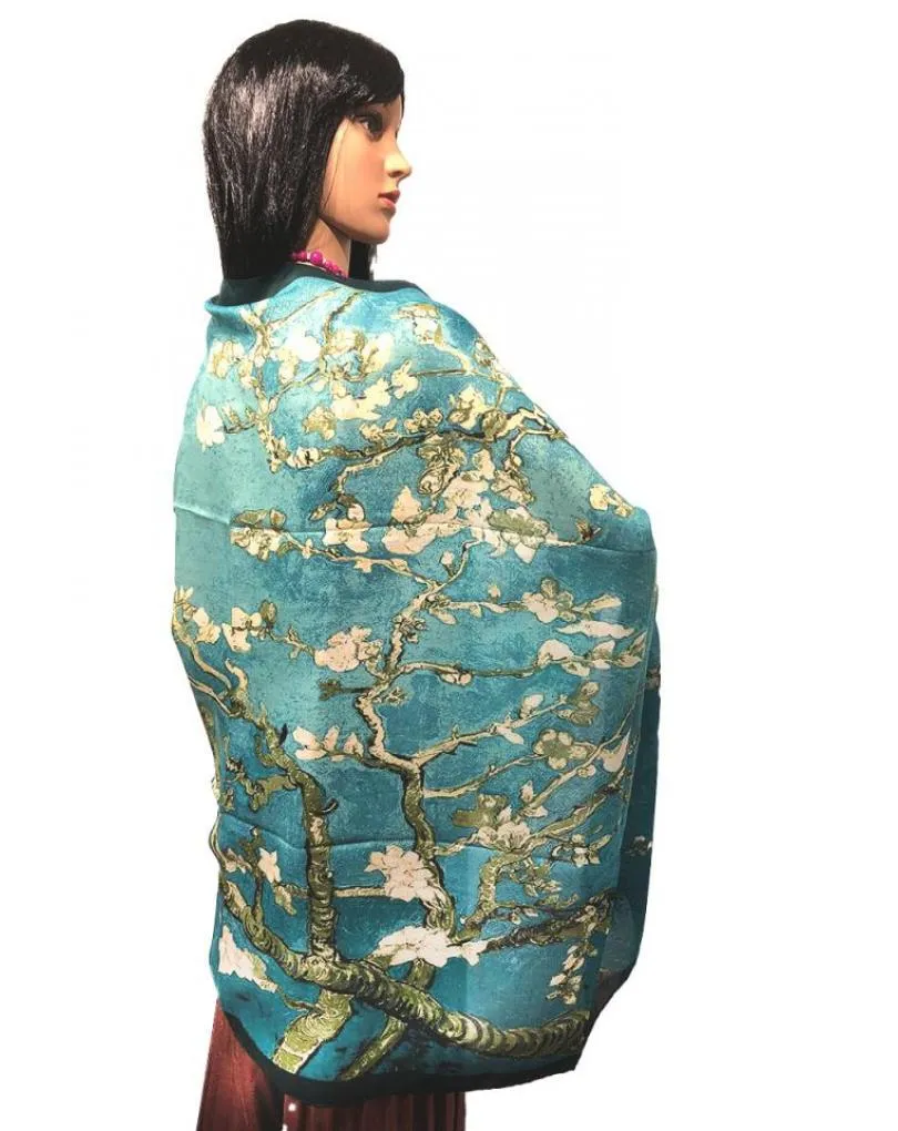 PAÑUELOS PARA MUJER DE ALMENDROS TURQUESAS TEXTURA FINA