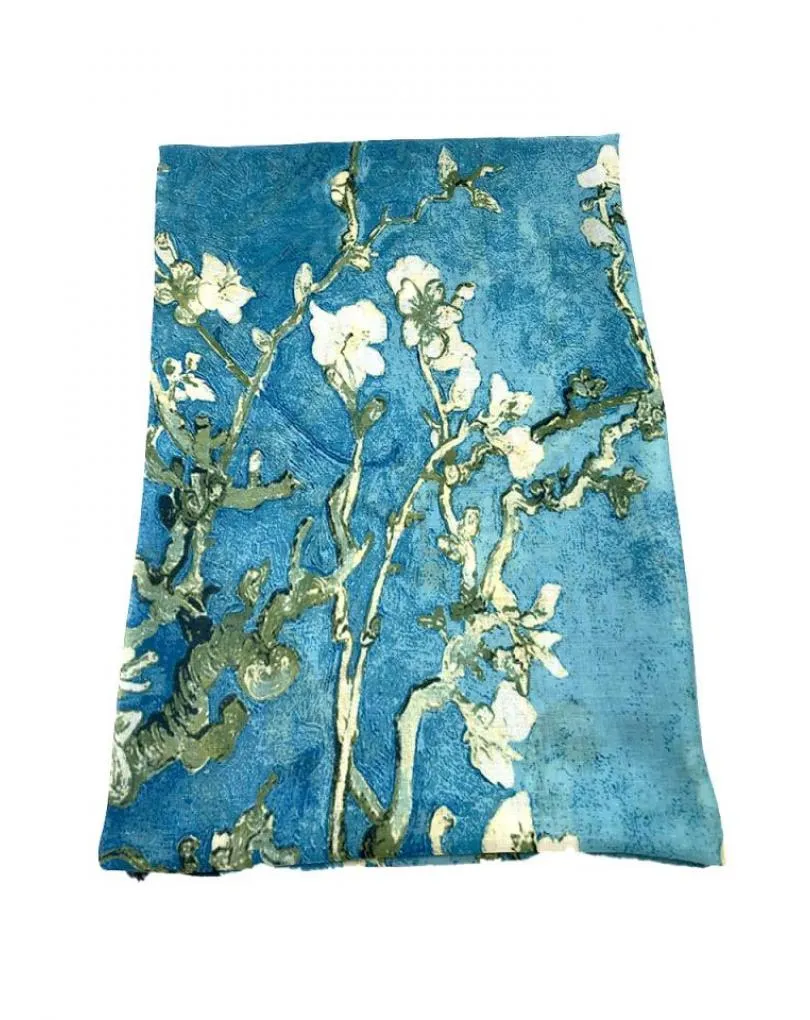 PAÑUELOS PARA MUJER DE ALMENDROS TURQUESAS TEXTURA FINA