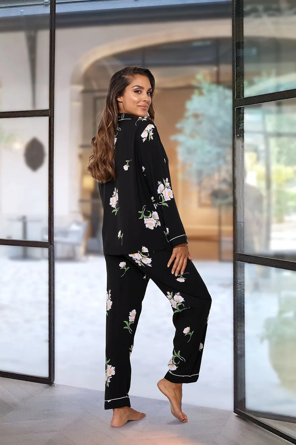 Pijama estampado negro
