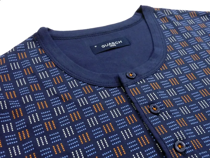 Pijama Guasch de Algodón en azul estampado con tapeta y botones