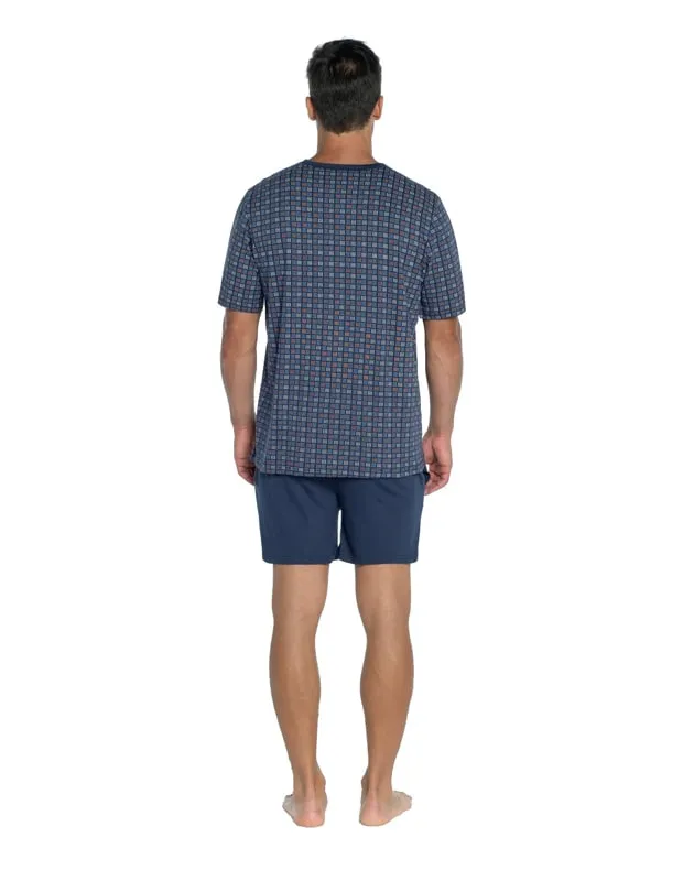 Pijama Guasch de Algodón en azul estampado con tapeta y botones