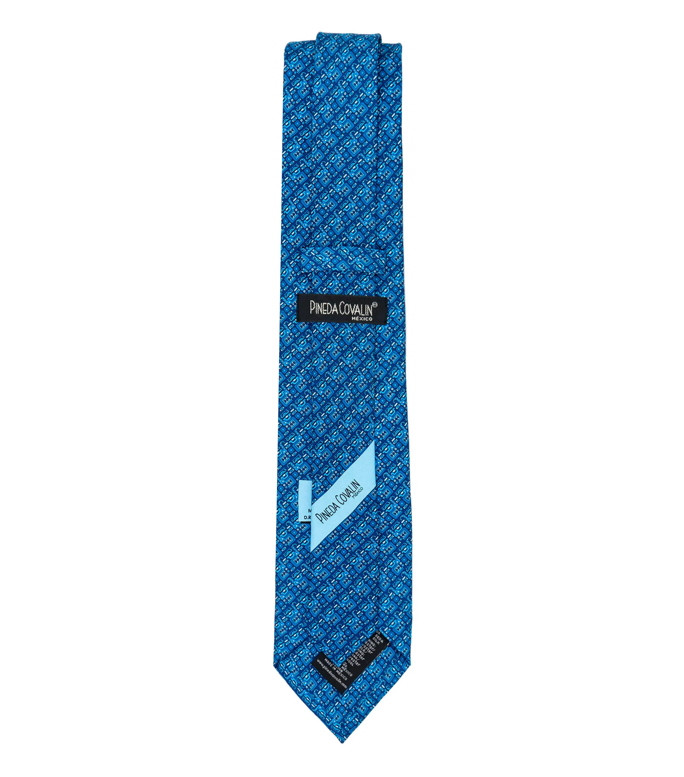 Pineda Covalin Corbata ancha de seda azul Chaac