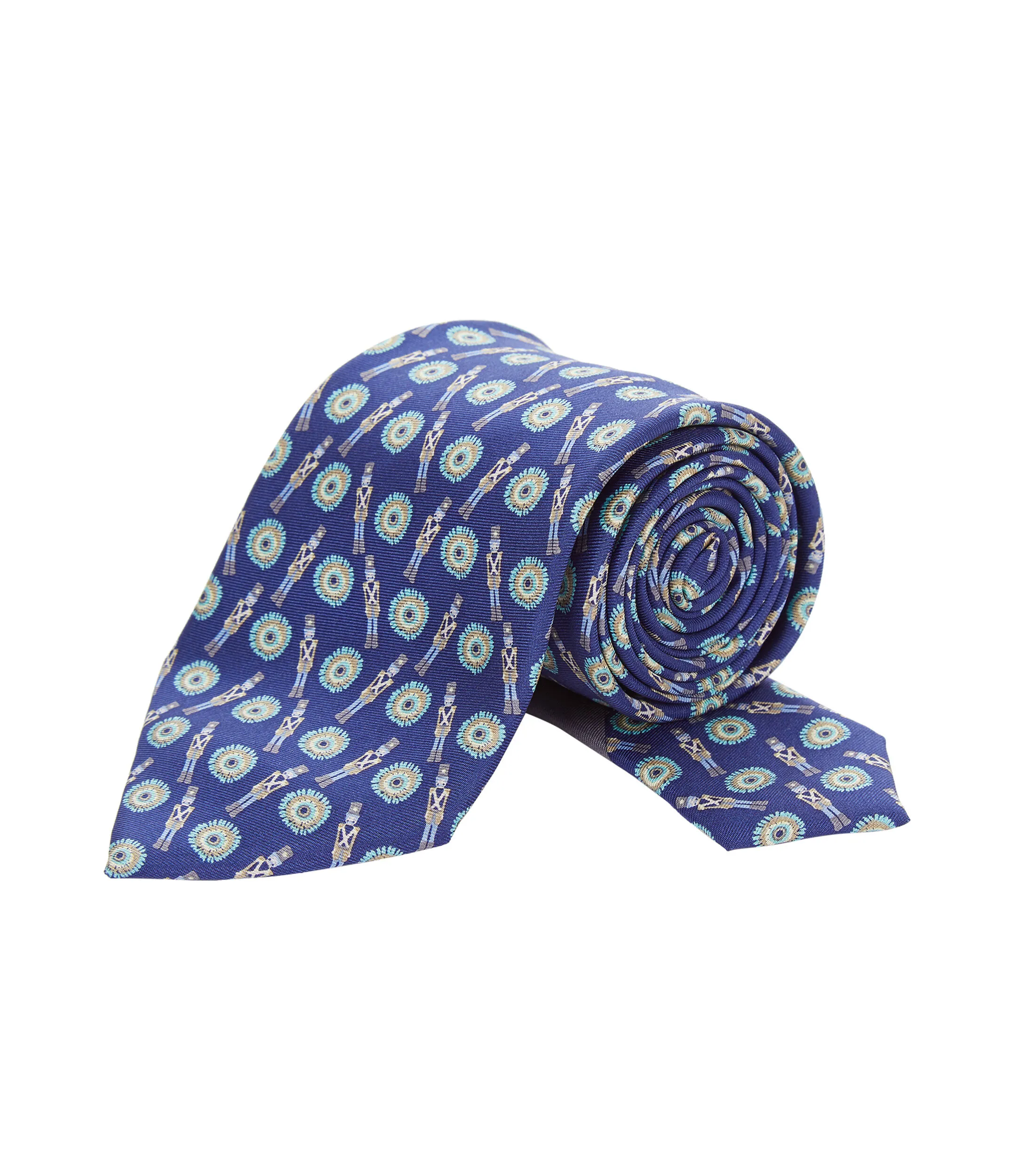 Pineda Covalin Corbata ancha de seda azul con Juguete Mexicano
