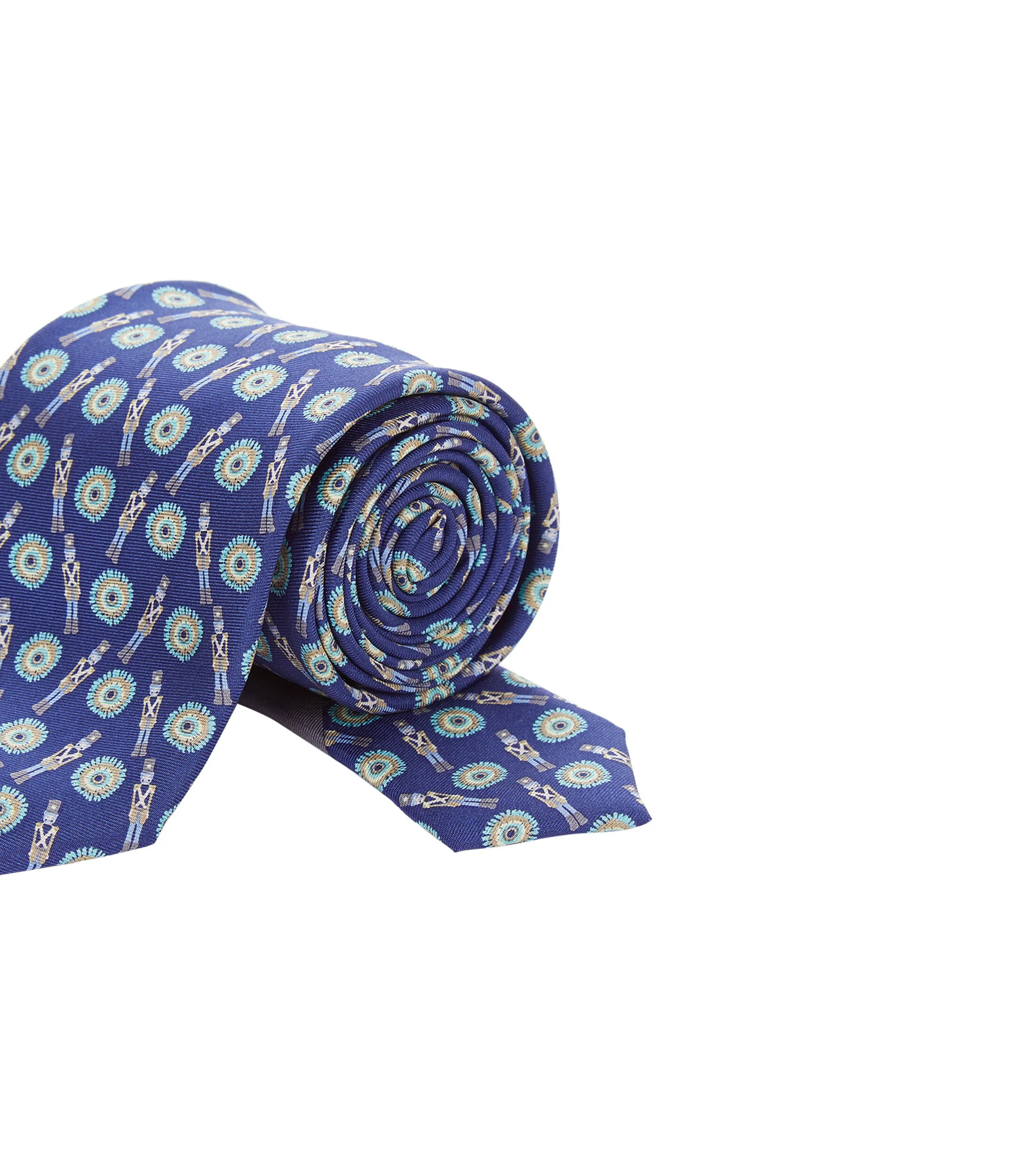 Pineda Covalin Corbata ancha de seda azul con Juguete Mexicano