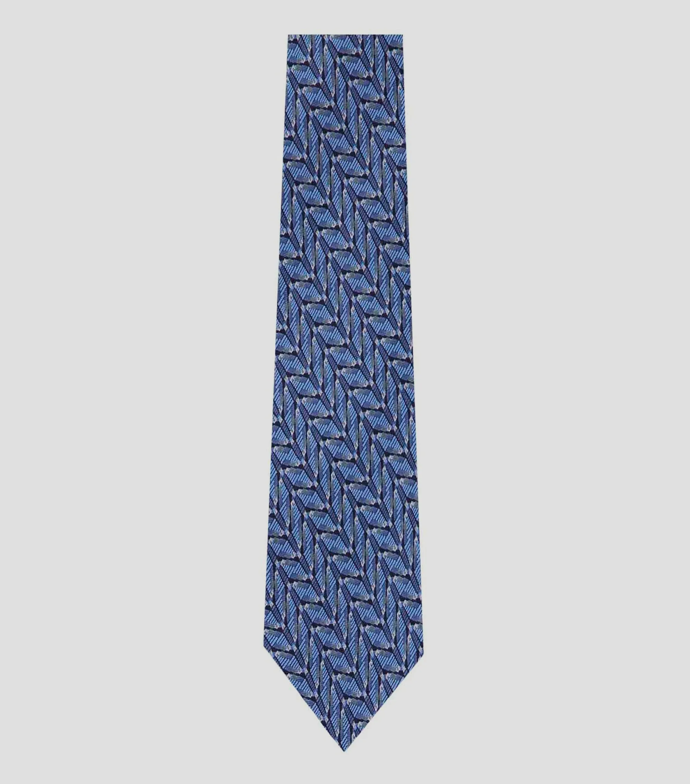 Pineda Covalin Corbata ancha de seda azul marino con Pirámides de Teotihuacán