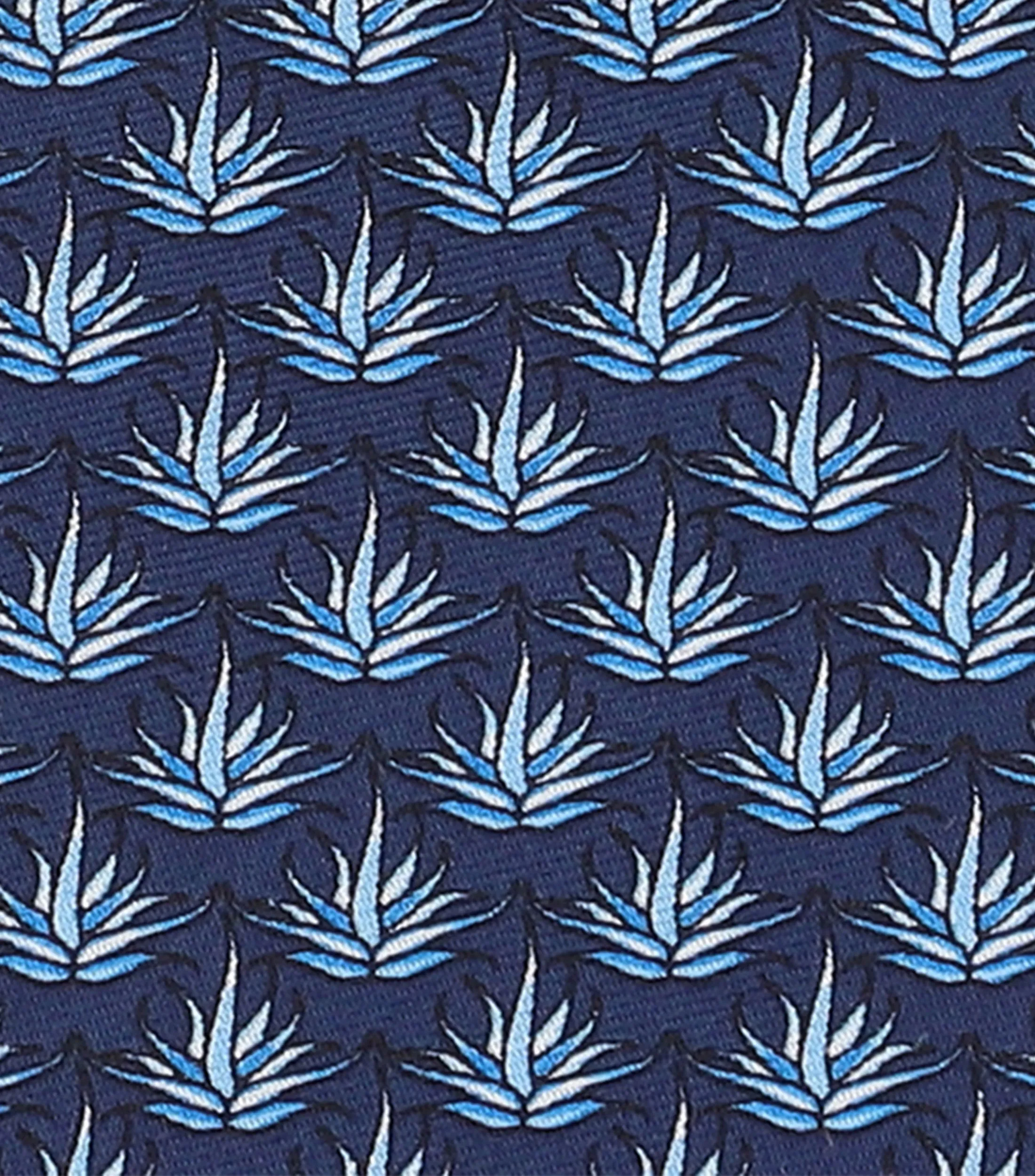 Pineda Covalin Corbata ancha de seda azul profundo con agaves