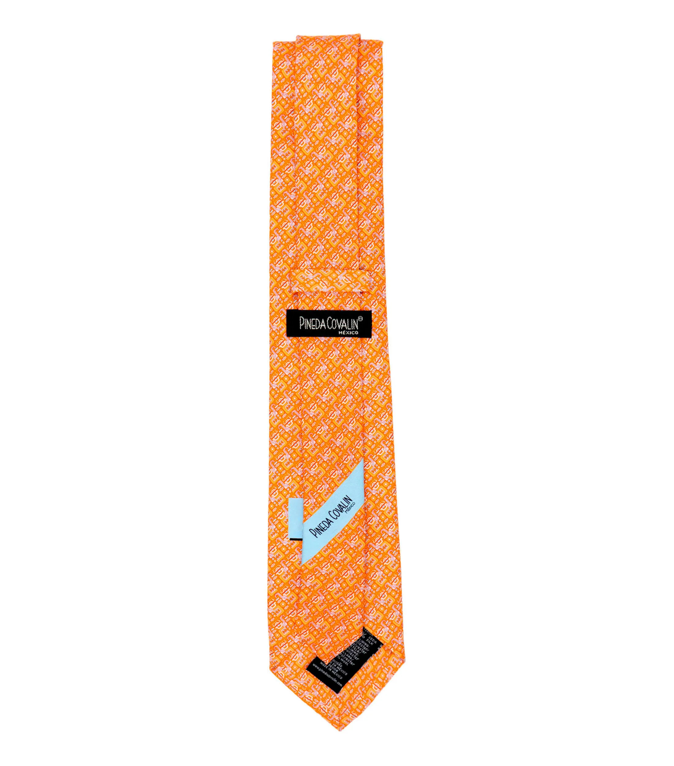 Pineda Covalin Corbata ancha de seda naranja Chaac