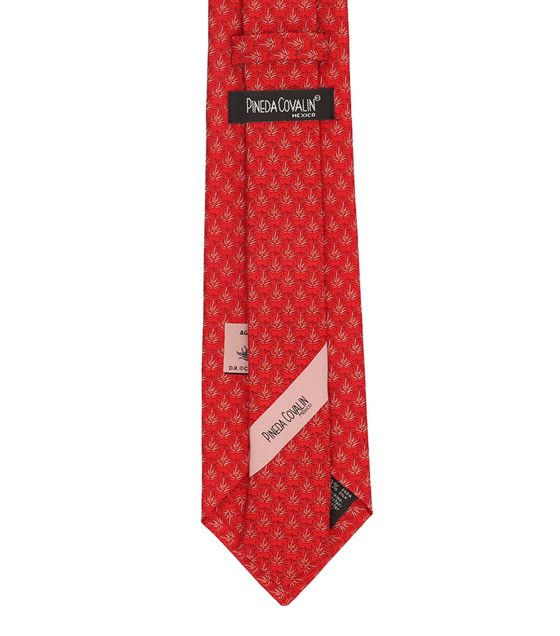 Pineda Covalin Corbata ancha de seda roja con agaves
