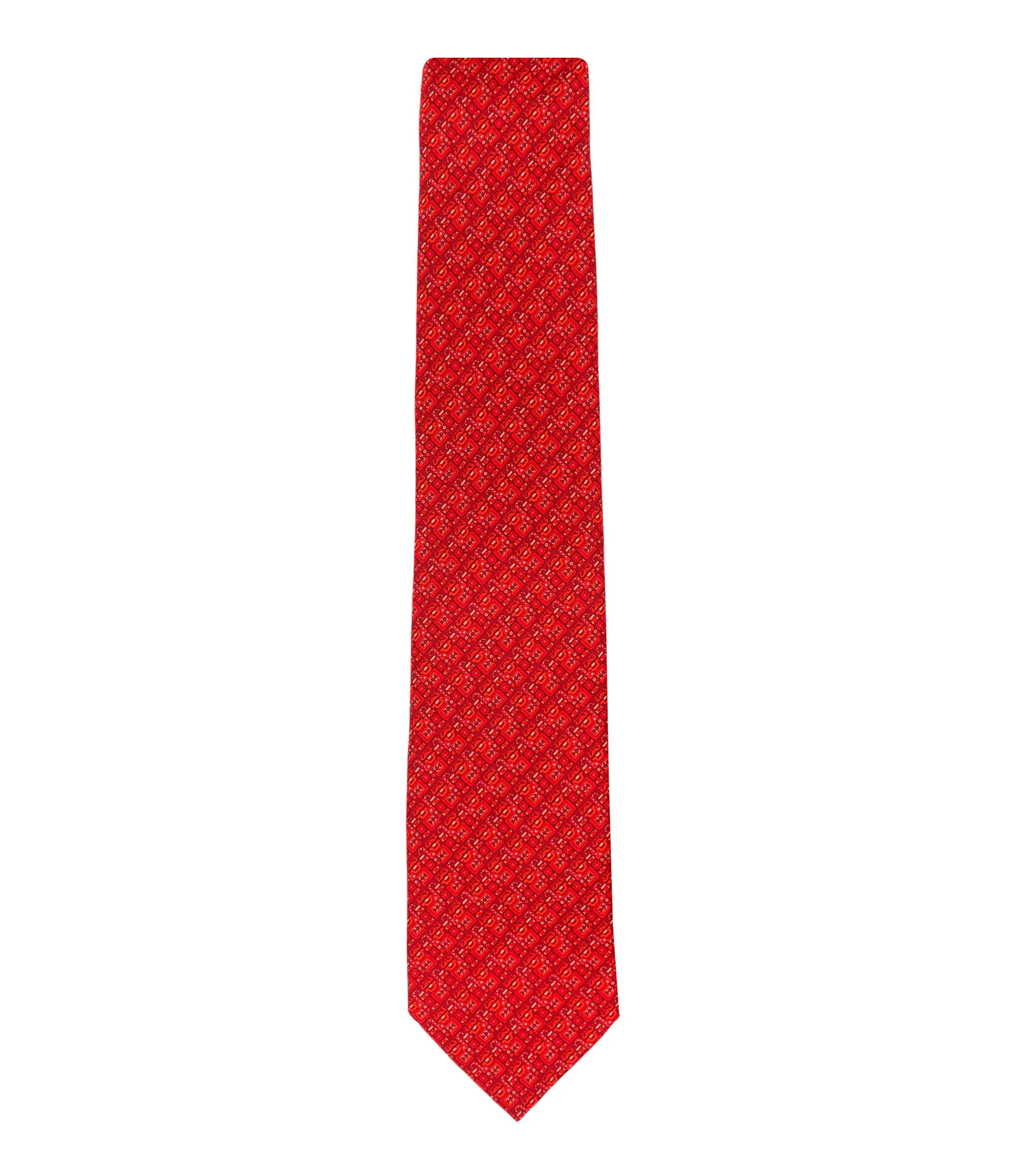 Pineda Covalin Corbata ancha de seda rojo con microdiseño