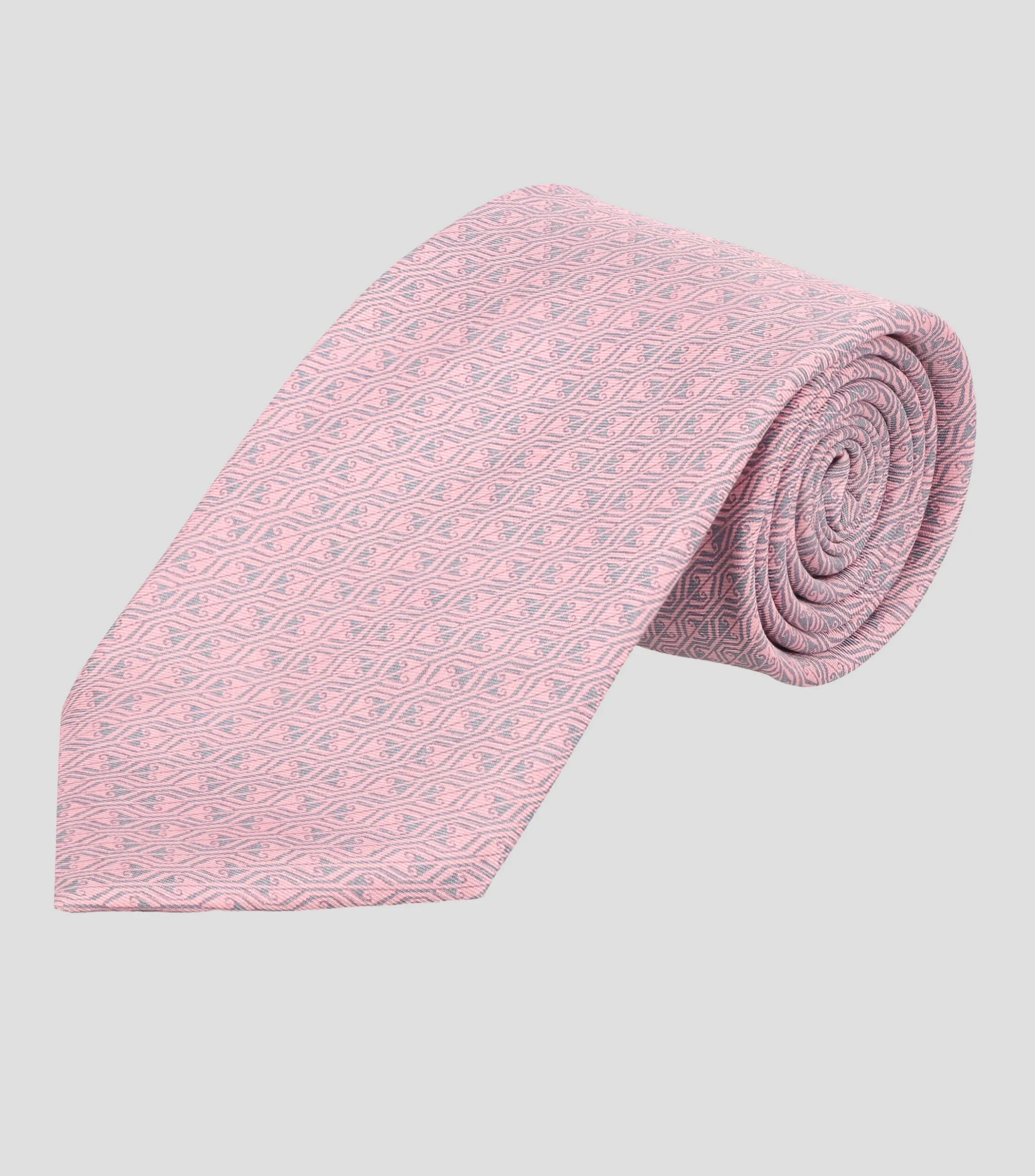 Pineda Covalin Corbata Ancha de seda Rosa con Grecas