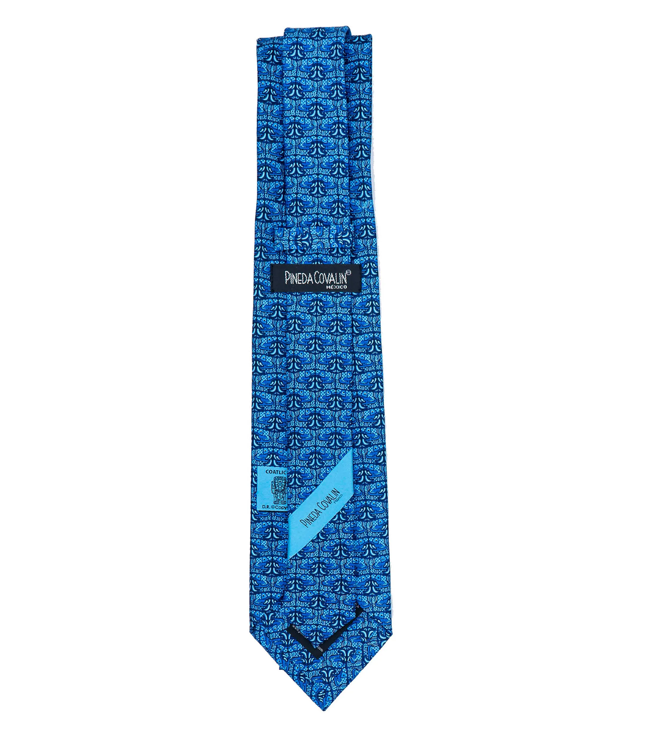 Pineda Covalin Corbata ancha en seda azul Coatlicue