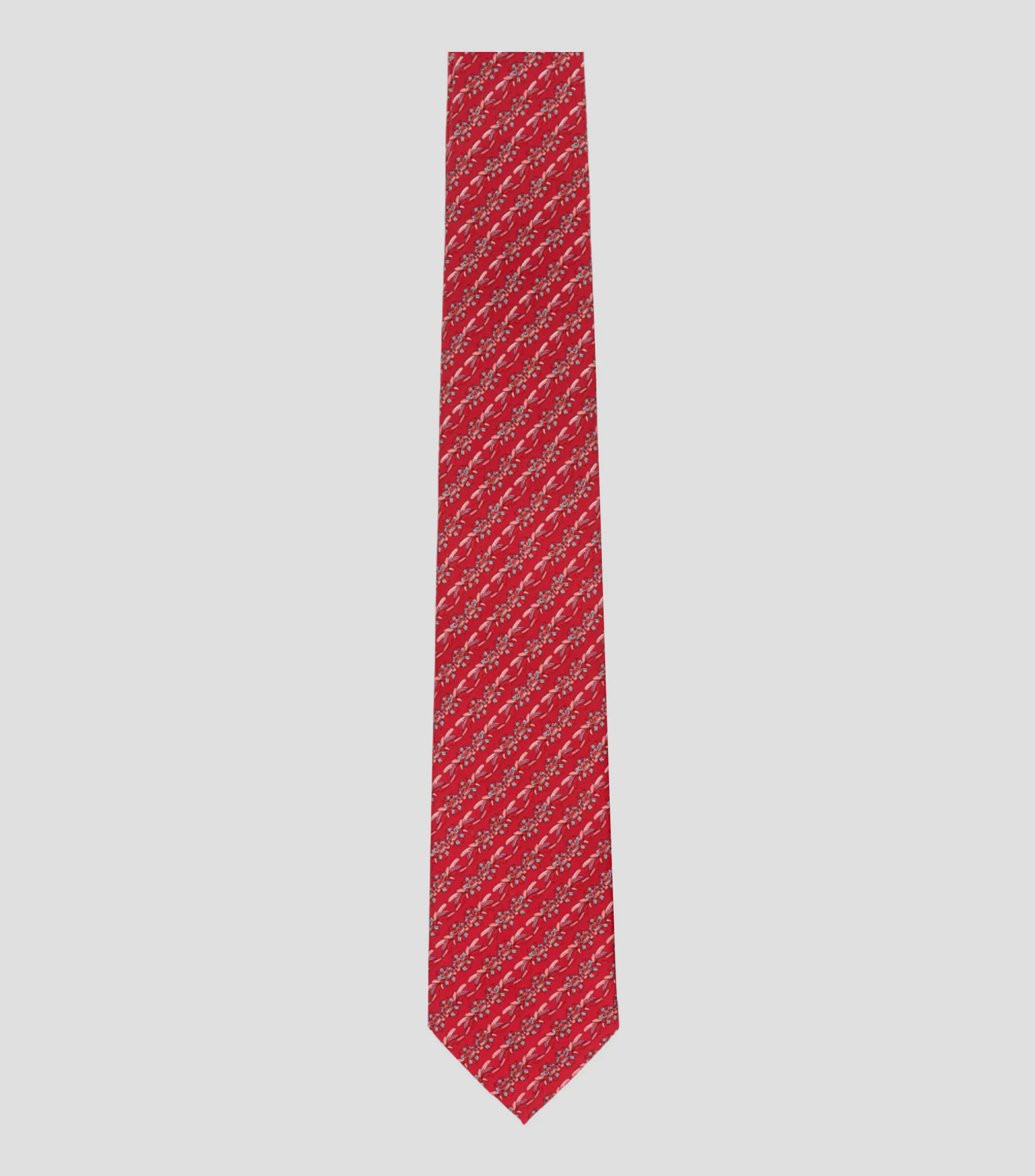 Pineda Covalin Corbata ancha en seda rojo quemado estampada Quetzalcóatl