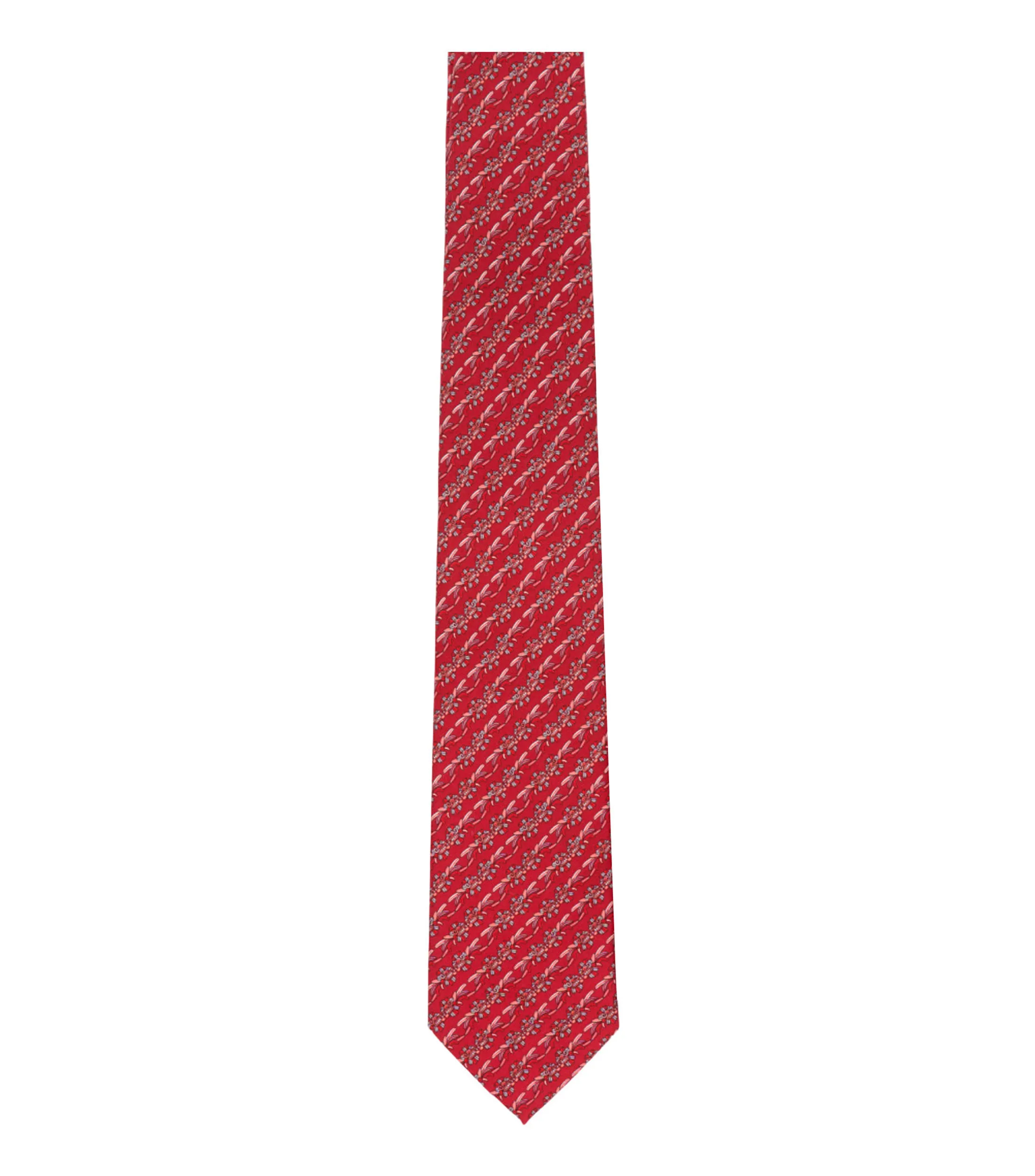 Pineda Covalin Corbata ancha en seda rojo quemado estampada Quetzalcóatl