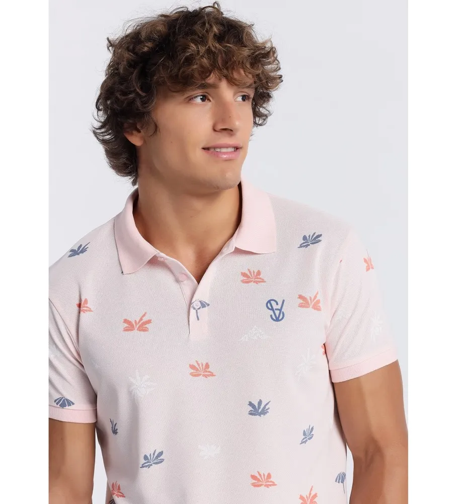Polo estampado rosa