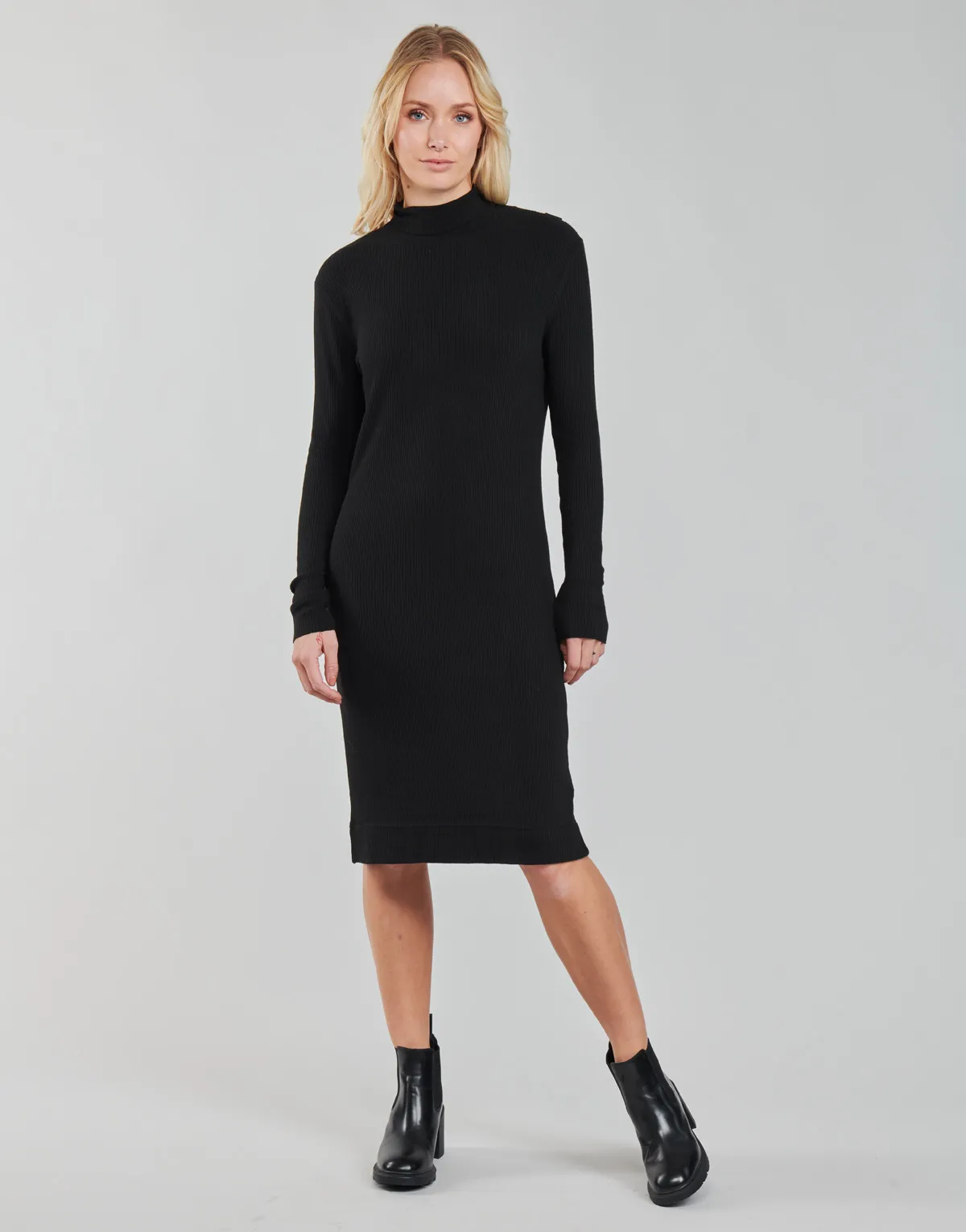 RIB MOCK SLIM DRESS