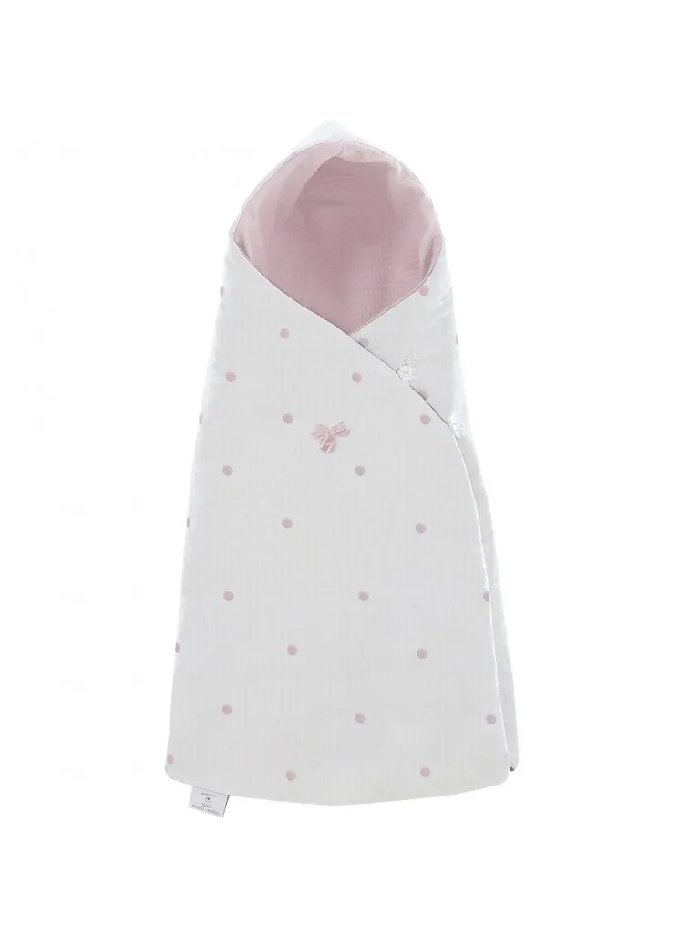 Saco interior de capazo rosa con topitos bordados
