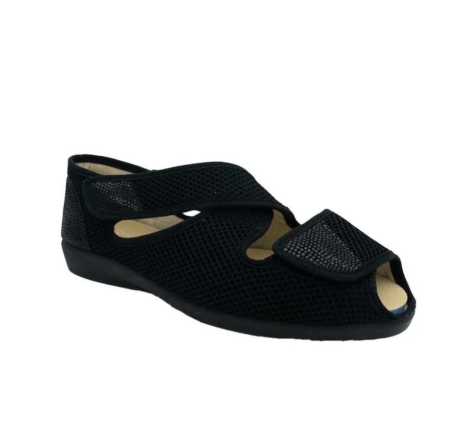 SANDALIA DOCTOR CUTILLAS 10232 ANATÓMICA 3 VELCROS MUJER REJILLA NEGRO HORMA MEGA ANCHA PLANTILLA EXTRAIBLE 27645
