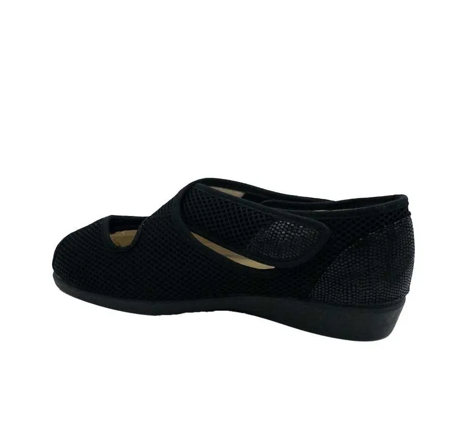 SANDALIA DOCTOR CUTILLAS 10232 ANATÓMICA 3 VELCROS MUJER REJILLA NEGRO HORMA MEGA ANCHA PLANTILLA EXTRAIBLE 27645
