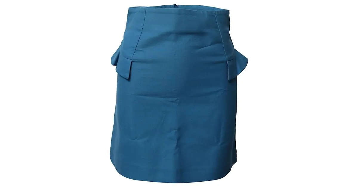 Sandro Minifalda evasé de talle alto Sando Paris en algodón azul 