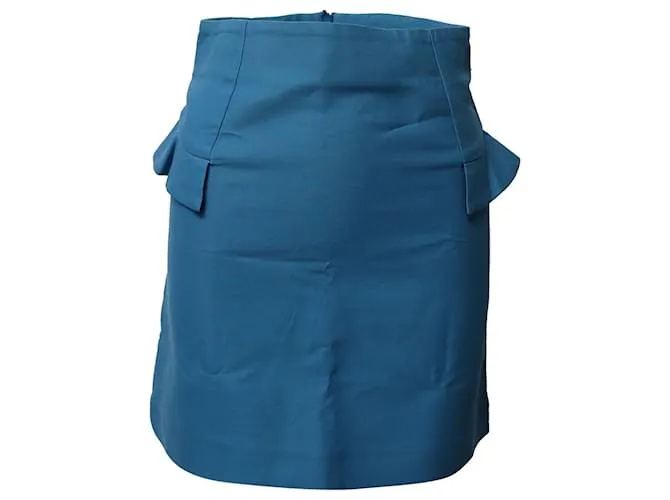 Sandro Minifalda evasé de talle alto Sando Paris en algodón azul 