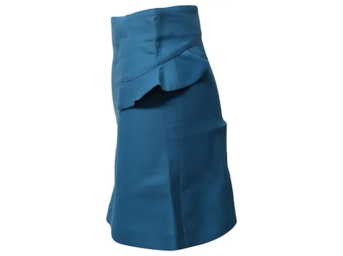 Sandro Minifalda evasé de talle alto Sando Paris en algodón azul 