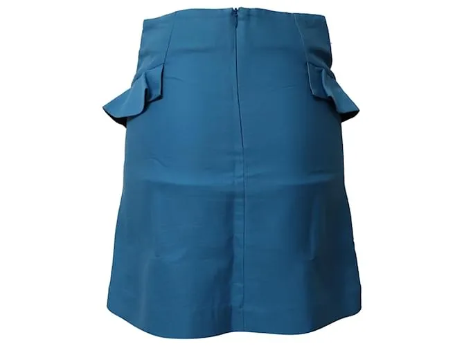 Sandro Minifalda evasé de talle alto Sando Paris en algodón azul 