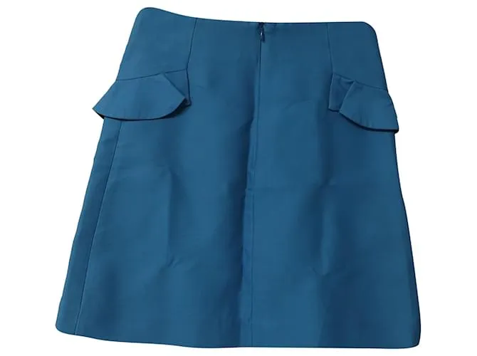 Sandro Minifalda evasé de talle alto Sando Paris en algodón azul 