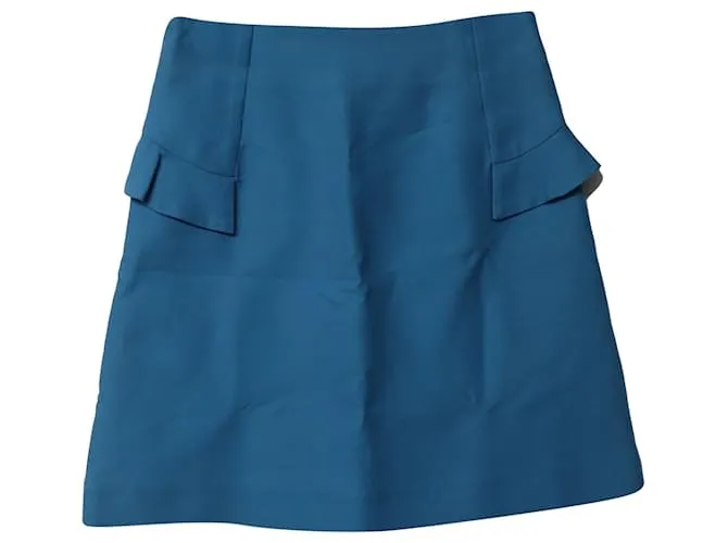 Sandro Minifalda evasé de talle alto Sando Paris en algodón azul 