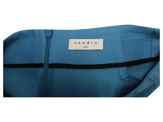 Sandro Minifalda evasé de talle alto Sando Paris en algodón azul 