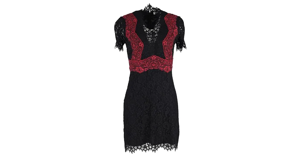 Sandro Muse Minivestido De Encaje En Poliéster Negro 