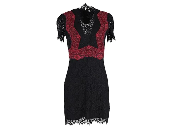 Sandro Muse Minivestido De Encaje En Poliéster Negro 