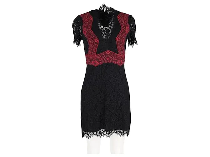 Sandro Muse Minivestido De Encaje En Poliéster Negro 
