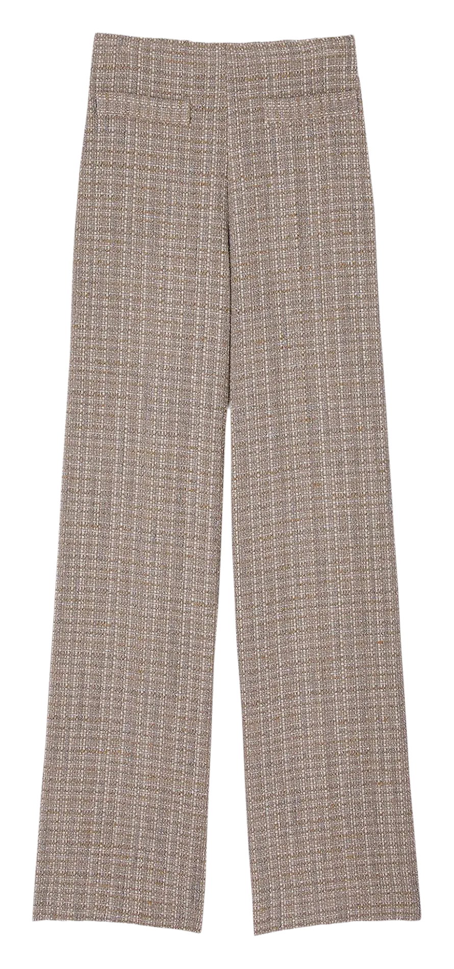 SANDRO Pantalón de tweed recto de talle alto en marron