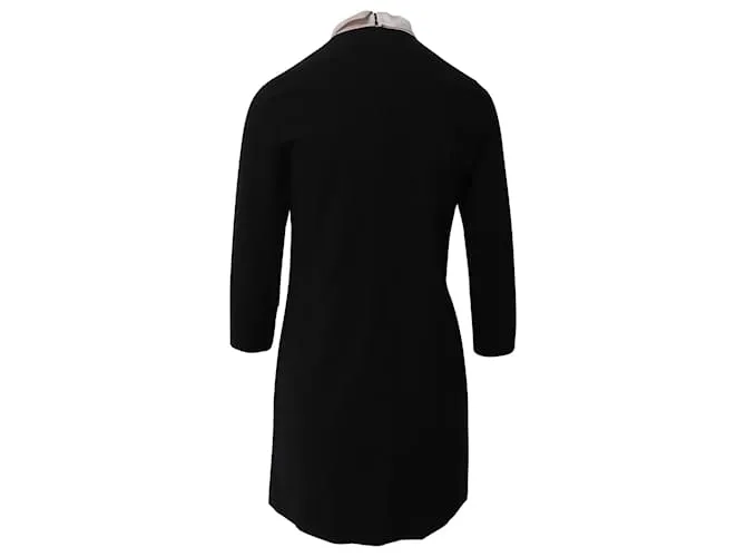 Sandro Paris Vestido con cuello con lazo y encaje en poliéster negro 