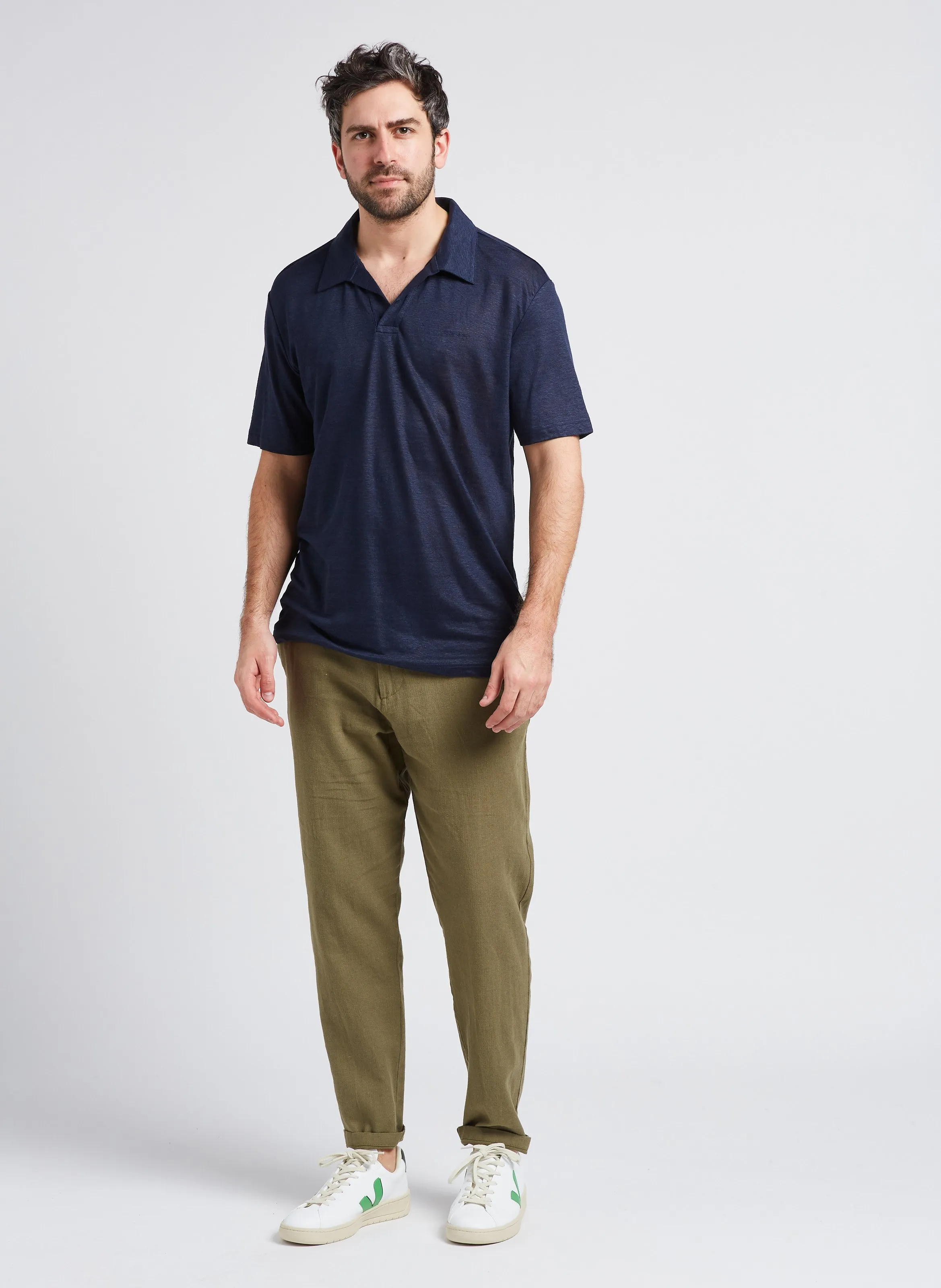SELECTED Pantalón recto de mezcla de algodón orgánico en marron