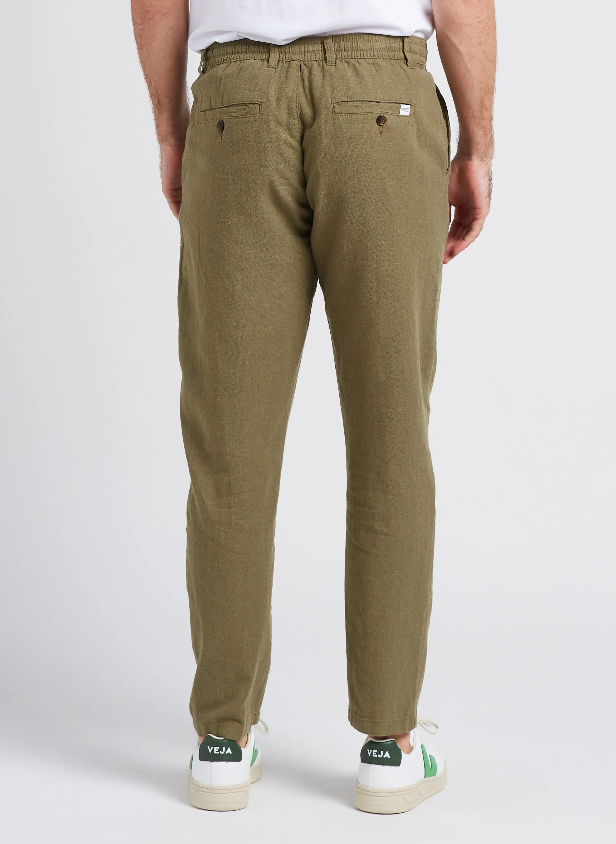 SELECTED Pantalón recto de mezcla de algodón orgánico en marron