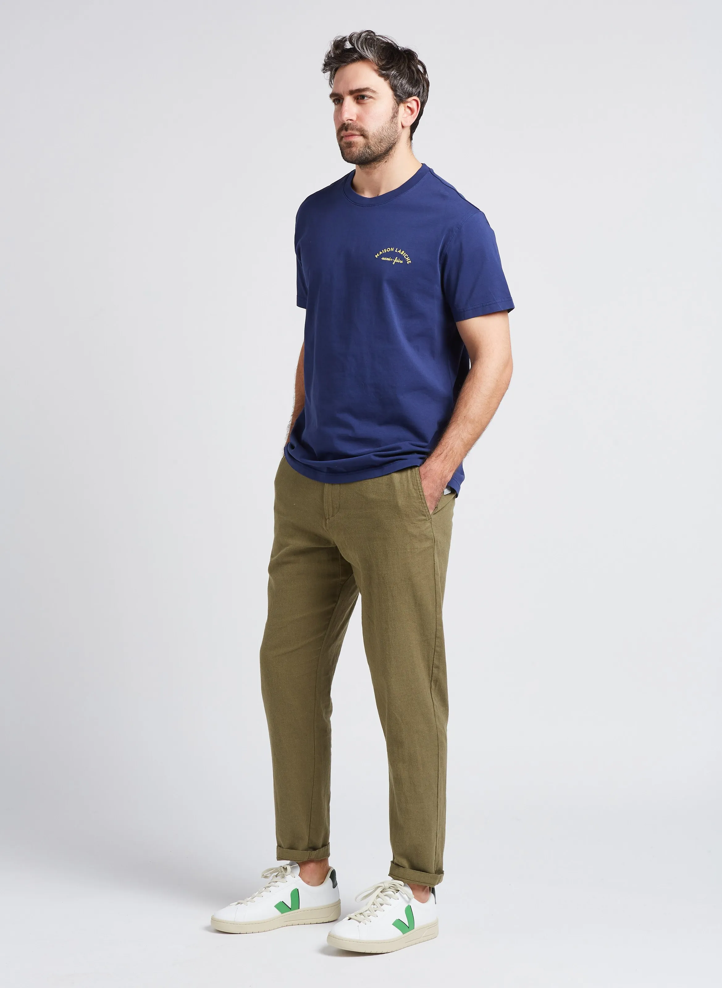 SELECTED Pantalón recto de mezcla de algodón orgánico en marron