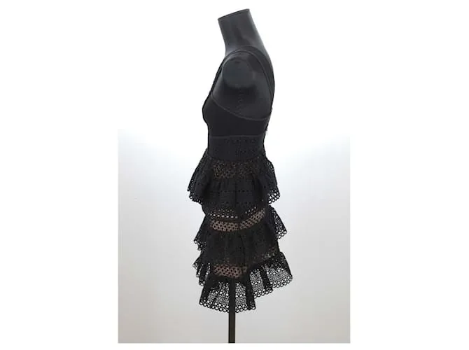 Self portrait Vestido con encaje Negro 