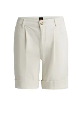 Shorts relaxed fit de talle alto en algodón elástico