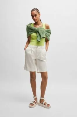 Shorts relaxed fit de talle alto en algodón elástico