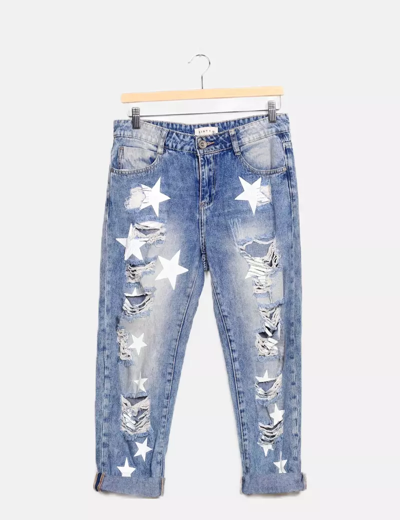SINTY Jeans azul estampado