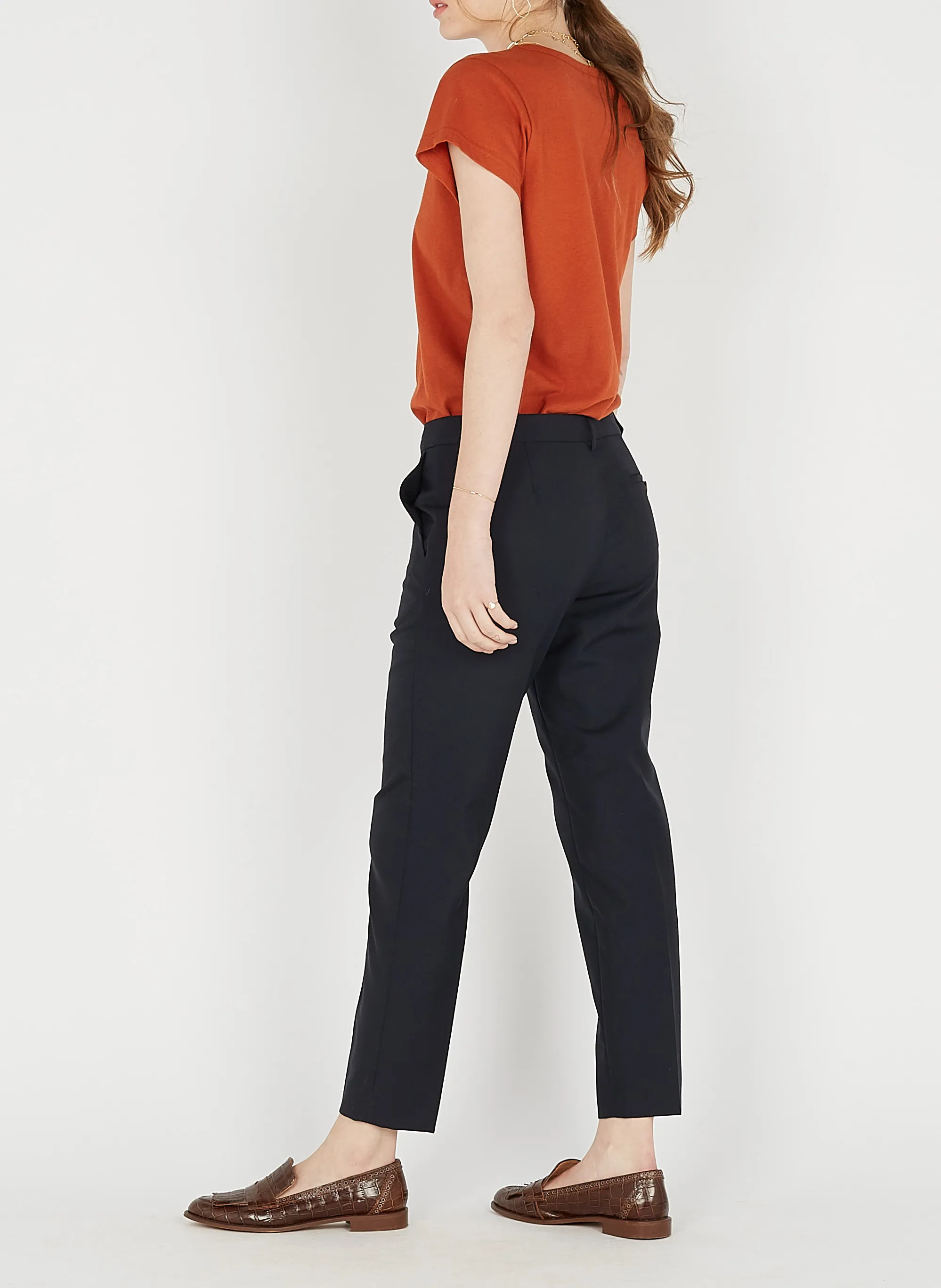 SOEUR ADELE  PANTALóN RECTO DE TALLE ALTO EN AZUL