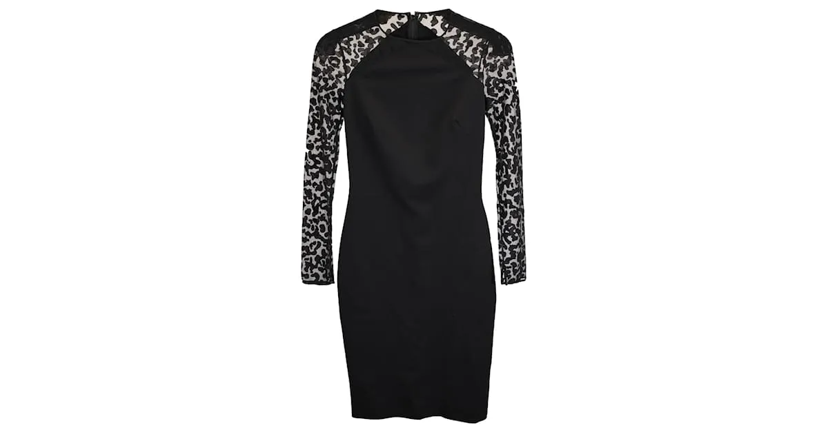 Stella Mc Cartney Vestido midi de rayón negro con patrón de encaje Stella McCartney 