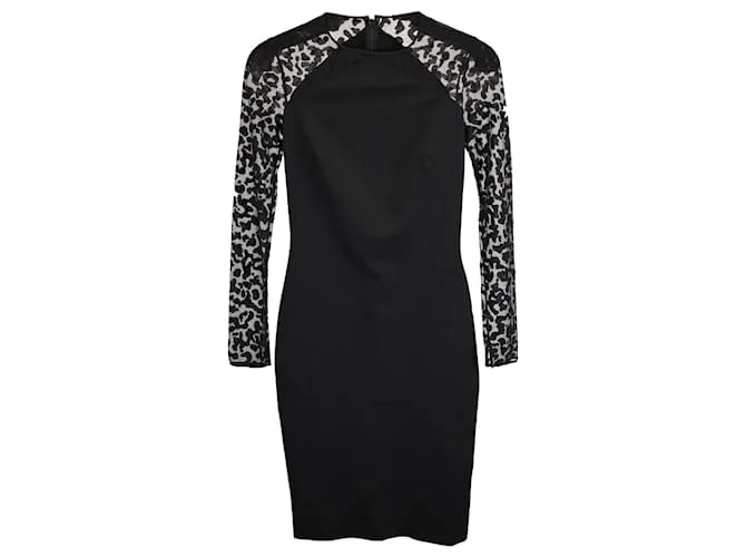 Stella Mc Cartney Vestido midi de rayón negro con patrón de encaje Stella McCartney 