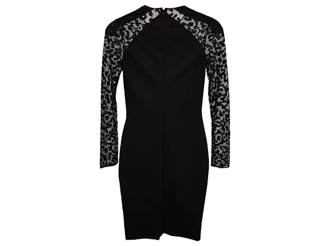 Stella Mc Cartney Vestido midi de rayón negro con patrón de encaje Stella McCartney 