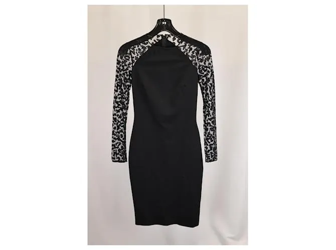 Stella Mc Cartney Vestido midi de rayón negro con patrón de encaje Stella McCartney 