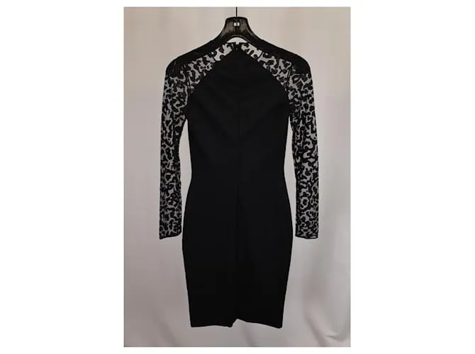 Stella Mc Cartney Vestido midi de rayón negro con patrón de encaje Stella McCartney 